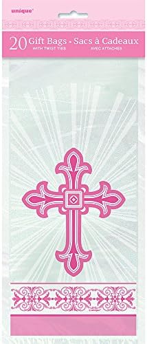 Религиозни Найлонови Пакети с Сияещ Кръст от Розов Цвят, 20 карата