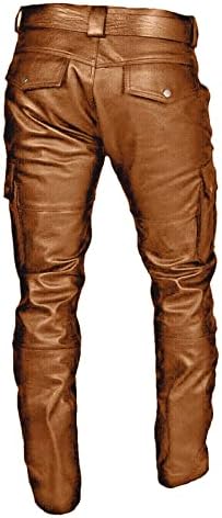 Мъжки Кожени Панталони Премиум-клас, Есен-Зима, Дебнещ Ежедневни Панталони в стил пънк с Ультравысокой Текстура, Улични Панталони С джобове