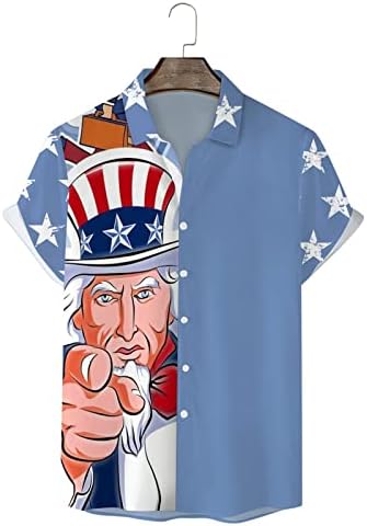 2023 Нов Мъжки Флаг на Деня на Независимостта с 3D Дигитален Печат, Персонални Модни тениски С Копчета на Ревера, Къс