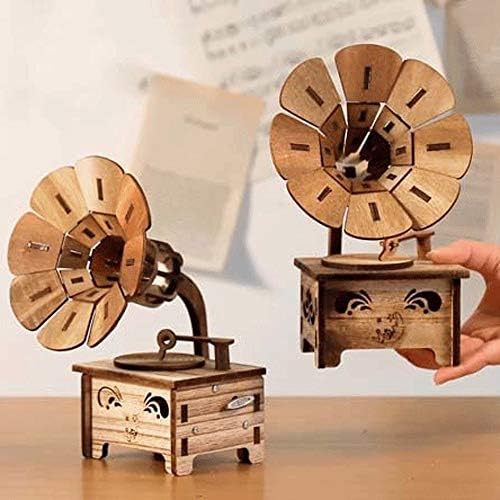 PQKDY Дървен Музикален инструмент е стар фонограф Ковчег Музикална Ковчег Творчески Подаръци За Децата И Момичета Поръчки За Декорация на Дома