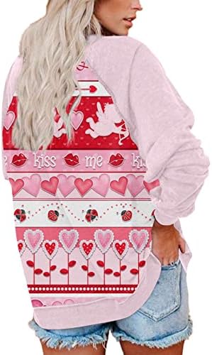 Дамски Hoody с Надпис Love Heart, Тениска с изображение на Свети Валентин, Ризи на Ден, Свети Валентин, Ежедневни Блузи, Пуловер