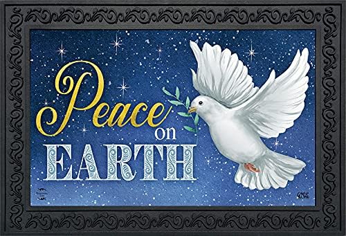 Брайарвуд Лейн Мир на Земята Гълъб Коледен Мат Маслинова Клонка Отвътре и Отвън 30 x 18