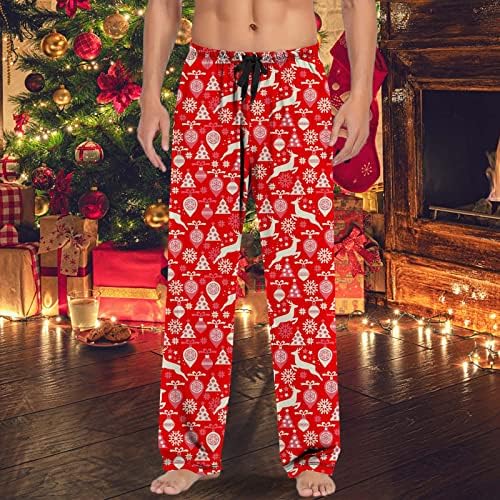 Мъжки Коледни Пижамные Панталони с Висока Талия, Пижами с Шарките на Снежен човек, Удобни Ежедневни Дълги Пижамные Панталони на съвсем малък За Почивка