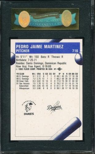 Секси Sgc 10 Gem Mint Нов Педро Мартинес 1992 Fleer Procards 716 оценка * tphlc - Бейзболни картички за начинаещи