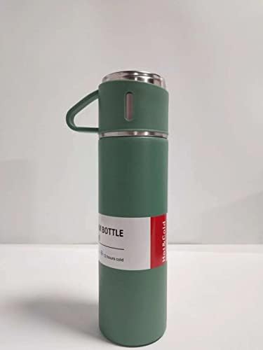 Термос от неръждаема стомана Numafa 500 мл/16,9 унция с вакуумна изолация, бутилка с чаша за кафе, топла напитка и студена вода.(Зелен, комплект)