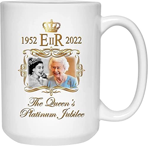 Кафеена Чаша SYAN Queen Elizabeth II Platinum Jubilee 70 години От Рождението на V10B Queen Elizabeth 1952-2022 Керамични Кафеена Чаша за чай, безопасна за микровълнова фурна и съдомиялна машина 11 грама, 15 грама