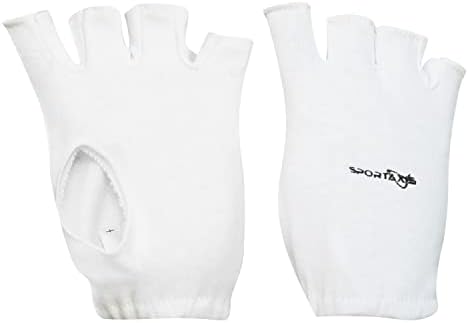 Вътрешна ръкавица SPORTAXIS от памук за игра на крикет, задържане на вратичка - Удобни, дишащи, трайни (Бели, наполовина)