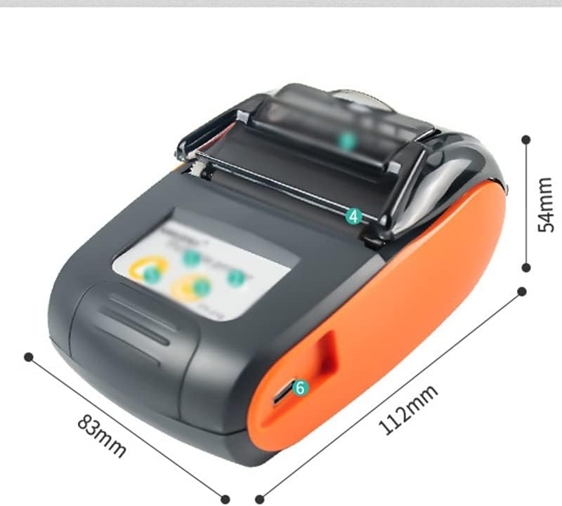 ZLXDP Мини Термопринтер Мини Преносим принтер за получаване на проверки Безплатно приложение за телефон Принтер (Цвят: оранжев размер: 83 * 112 * 54 мм)