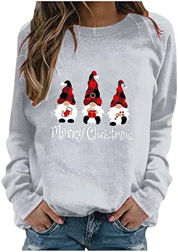 Коледна Дамски Hoody Снежинки Поло С Дълъг Ръкав Hoody Празнични Партита Свободен Пуловер Пуловер