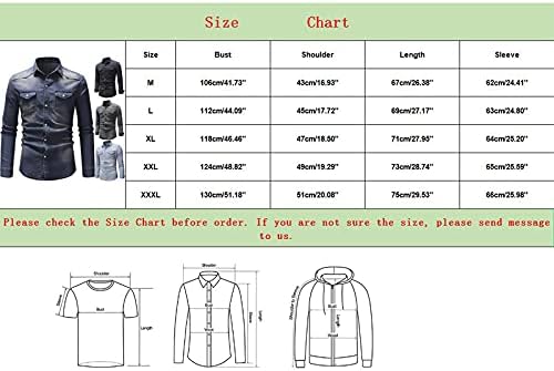 DAZLOR Мъжки Облегающая Деним Риза с дълъг ръкав, Застиранные Реколта Ежедневни Ризи с копчета, Ковбойская Работна Риза в Западен Стил