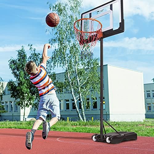 Джобно Баскетболното пръстен и врата Kangaroo Hoppers за деца, Регулируем по височина и 5 фута-6,8 метра, Баскетболно система с Колела за вътрешна и Външна употреба