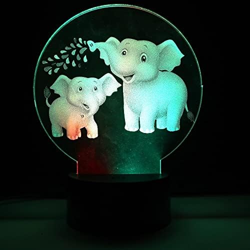 Awencomn два цвята Слон Двойна 3D лека нощ за Деца 3D Лампа с Горивото Промяна на Цвета на Играчки-Слонове 10 9 3 5 2 8 1 7 6 4 Годовалые Момичета, Жени, Подаръци За най-Малките Момчета, Черно Основата на Лампата