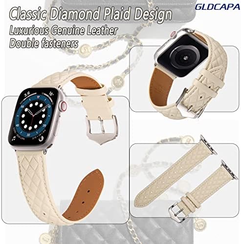 GLDCAPA класическа кожена каишка, съвместима с джапанки Apple Watch 49 мм 45 мм 44 мм 42 мм 41 мм 40 мм, 38 мм, Луксозни каишки от естествена кожа за iWatch Ultra SE2 SE Series 8 7 6 5 4 3 2 1