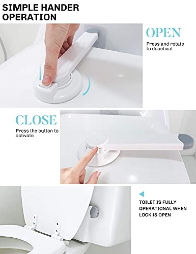 Заключване за тоалетна, който предпазва от деца Заключване за седалката на тоалетната чиния с 3-ма са особено силни лепила 3M, е подходящ за повечето капаци на тоалетни, Монтаж без инструменти (3 опаковки)