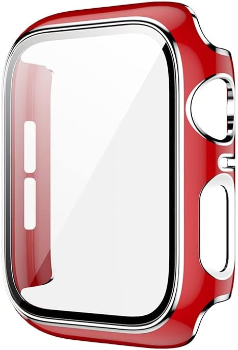 Стъкло HEPUP + калъф за Apple Watch Case 45 мм 41 мм 44 мм 40 мм в два цвята Защитно фолио за екрана iWatch Series 8 7 6 SE 5 4 3 42 мм 38 мм (Цвят: 10 мм златна закопчалка размер: Серия 4 5 6 Se 44 мм)