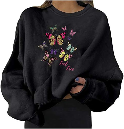 Стилен Зимен Пуловер, Дамски Пуловер с кръгло Деколте и дълъг ръкав-Пеперуда, Комфортни Учебни Съкратен От Полиестер