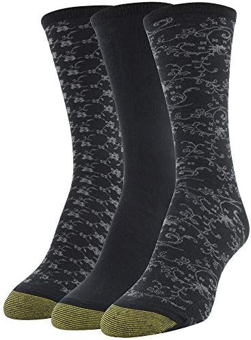 Дамски чорапи за екипажа със Злато Пръсти и Флорални Swirls, 3 Чифта