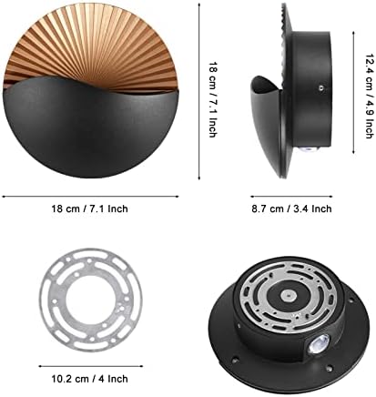 Phenas 12 W Модерен led Монтиране на стенни Up Down Външен led монтиран на стената Лампа, Алуминий Водоустойчив Led монтиран на стената Лампа с Кабел за Спалня, Дневна, стълбище, Коридор, Веранда, Черен и златен 3000