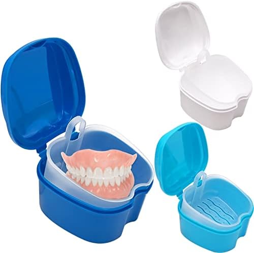 Кутия за съхранение на Козметични Бижута KNFUT, Кутия За Съхранение на Зъбни Протези, Органайзер За Баня, Кутия За Съхранение на Вставных на Зъбите с Извънбордов Контейнер За Течности, Калъфи За Почистване на Зъбите,