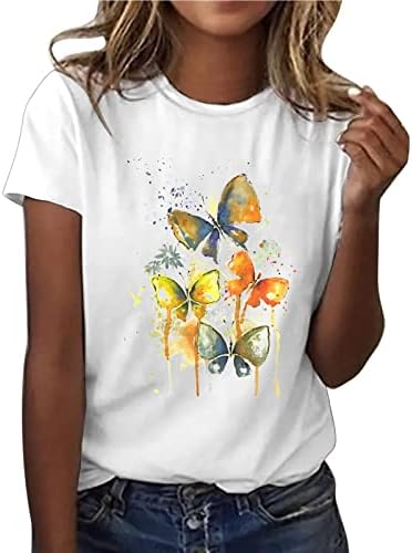 Блуза, Тениска за Момичета Есен-Лятото с Къс ръкав 2023 Облекло Памучен Тениска с кръгло деколте и Модел 1J 1J