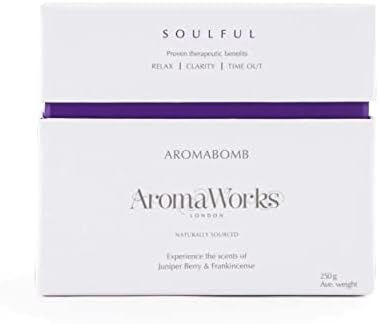AromaWorks Одухотворенная аромабомба | Повишаване на настроението и изживейте чувствата | Тамян, Плодове от хвойна и пачули | Ръчна работа в Обединеното Кралство | Релаксиращ подарък за жени | Бомбочка за баня обем