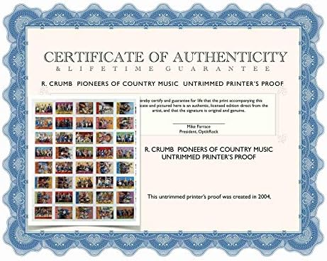 R. Crumb Пионерите на кънтри музиката, Оригинален Ретро Неразрезанный Набор от карти Proof Sheet