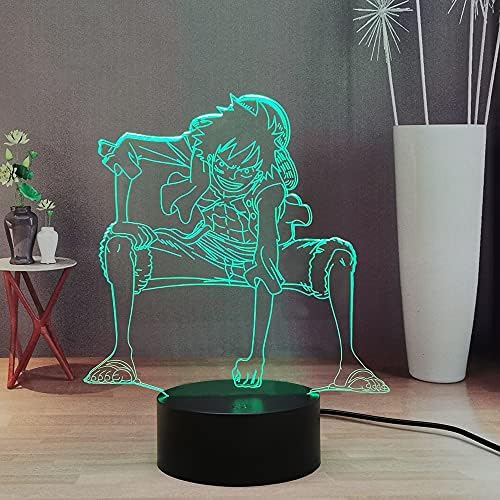 Laysinly Luffy 3D Аниме лека нощ, Маймуна · D · Luffy USB Led лека нощ за Деца, Roronoa Zoro Детска Спалня Декор на Масата Осветление