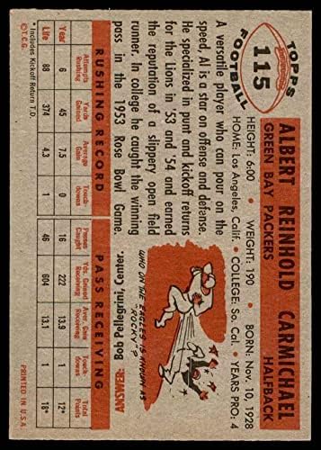1956 Topps 115 Ел Кармайкл Грийн Бей Пэкерс (Футболна карта) EX/MT Пакърс USC