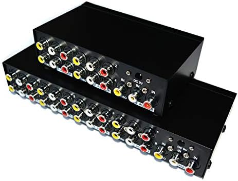 MT-НА 8-лентов 3 RCA сплитер За разпределение на композитни видео и аудио (1 вход 8 изход)