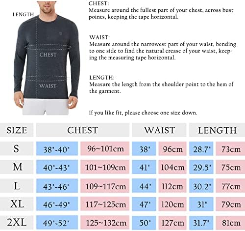 Komprexx UPF 50+ Тениски с дълъг Ръкав за Мъже, Слънчеви Ризи с Кръгло деколте за Мъже, UV-Защита SPF, Мъжки Ризи, Риза за Риболов