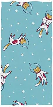 ALAZA Кърпа За Фитнес От Микрофибър Astronaut Space Котка, Бързосъхнеща Спортна Гъба За лице От Пот За Фитнес 15 x 30 см