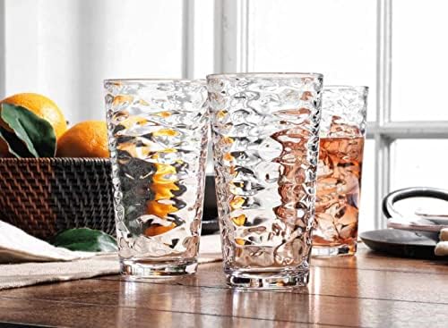 Комплект чаши за пиене Glaver's от 4 стъклени чаши за хайбола, Охладители от висококачествено стъкло на 17 унции. Стъклена посуда. Идеален за вода, сок, коктейли и чай с лед. Могат да се мият в съдомиялна машина.
