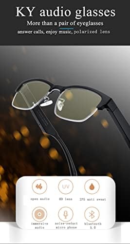 RSVCCGY Нови безжични Bluetooth интелигентни аудио очила, мъжки /женски смарт очила за забавления на закрито / на открито с 2 магнитни кабели за зареждане (злато).