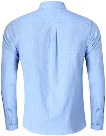Мъжки Лесна Ежедневна Риза в клетката, Стилни Обикновена Ризи с копчета, Панталони, ризи с дълъг ръкав в стил Мозайка (Светло синьо, Средно)