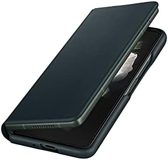 Шарнирен калъф за телефон SAMSUNG Galaxy Z Fold 3, Кожен Защитен калъф с поставка, Сверхпрочный, устойчив на удари Протектор за смартфон, Версията за САЩ, Зелена, EF-FF926LGEGUS