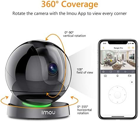 Imou Камера за сигурност за помещения 1080P WiFi Камера (само 2,4 G) 360-градусная интелигентна камера с нощно виждане, 2-бандов звук, интелектуален следенето, откриването на звука, прожектором и сирена и Ethernet порт,