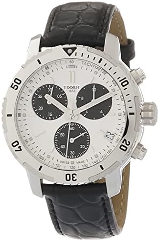Швейцарски Кварцови часовници Тисо Мъжки PRS 200, Черни, Кожени, 19 (T0674171603100)