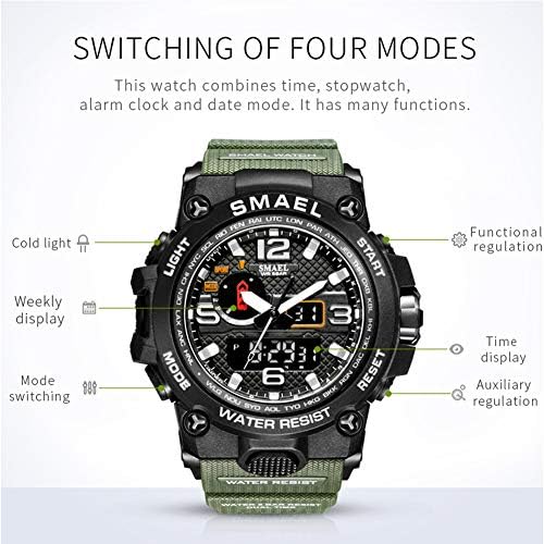 Мъжки Часовник SMAEL, Спортни Ръчни Часовници с Двойно кварцов механизъм, Мъжки Часовник с аналогово-Цифров дисплей