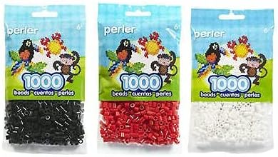 Чанта от мъниста Perler Beads, Бяла (Бяло-Черно-Червена) (Оригиналната версия) (Оригинална версия)