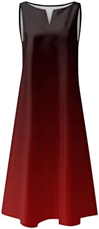 Женствена рокля с цветен модел, Модни Дамски Рокли-Туника с V-образно деколте, Обикновена Рокля-Туника Без Ръкави, Рокля-риза Голям Размер