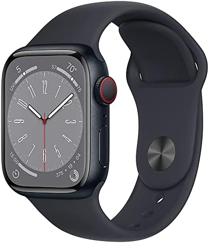 Apple Watch Серия 8 (GPS, 45 мм) с алуминиев корпус Midnight с каишка Midnight Sport Band (обновена премиум-клас)