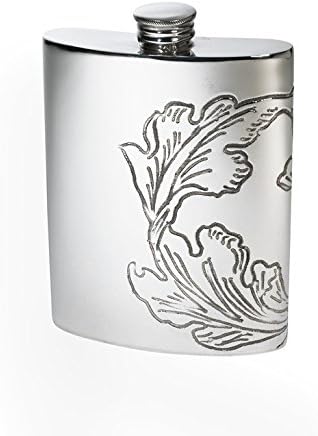 Wentworth Pewter - Фляжка за бъбреците Acanthus Pewter, Фляжка на колела, Фляжка за алкохол, с капацитет от 6 грама.