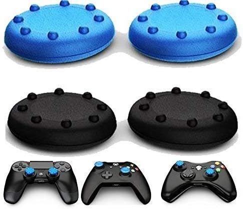 Седалките Ortz® Аналогов Thumb Grip Стик за PS4 / Xbox 360 / Xbox One / PS3 / PS2 - Направени от силиконова гума - най-Добрите капачки за игри Черупка дистанционно управление на контролера - Комплект синьо и черно (общо