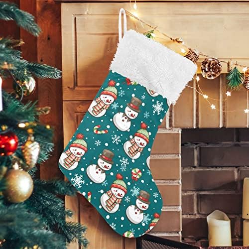 Коледни Чорапи ALAZA, Коледа, Снежен човек, Бонбони във формата на Снежинки, Класически Персонализирани Големи Чорапи, Бижута за Семейни Тържества, декорация за Партита, 1 опаковка, 17,7