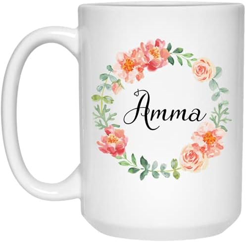 Чаша Amma - най-Добрата кафеена чаша Amma - Подарък Amma за Деня на майката - Кафеена чаша с акварельным цвете Amma - Идея за подарък за Деня На майката за Amma - Кафеена чаша Amma 11 грама