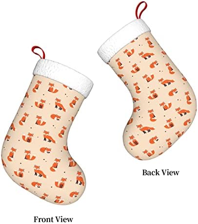 Yoigng Фокс Карикатура Коледен Отглеждане На Коледни Чорапи, Класически Празнична Украса Камина Окачен Чорап