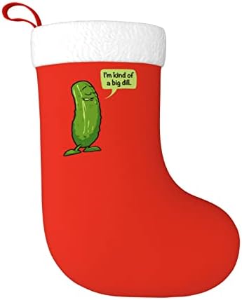 Yoigng Голям Кисели Краставички С Копър Коледен Отглеждане На Коледни Чорапи, Класически Празнична Украса Окачен Чорап За Камина