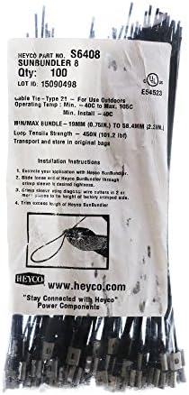 Кабелна замазка Heyco S6408 SunBundler от неръждаема стомана, 8 (опаковка от 100 броя)