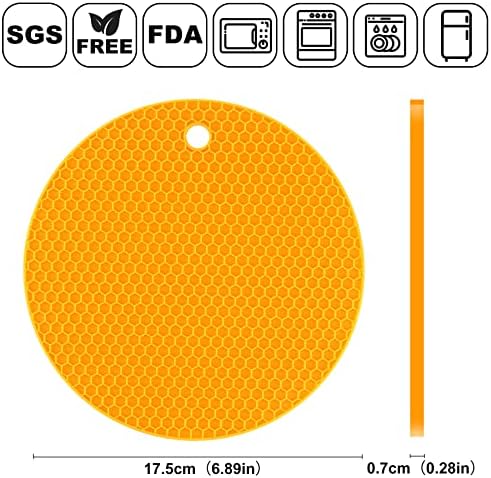 Силиконови Подложки Gaiamat, 4 опаковки, Комплект от 4 Кръг на Топлоустойчива Прихваток, Силиконови Цветни Таблица Постелки, Големи Поставки за Кухненските шкафове, Маси, Топли ястия, Тигани (САЩ-4 цвята)