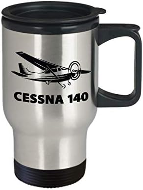 Забавна Пътна Чаша Cessna 140 Уникален Чаша За Пилот на Самолет Cessna Авиаторски Мъжки Бяла Неръждаема Стомана 14 грама